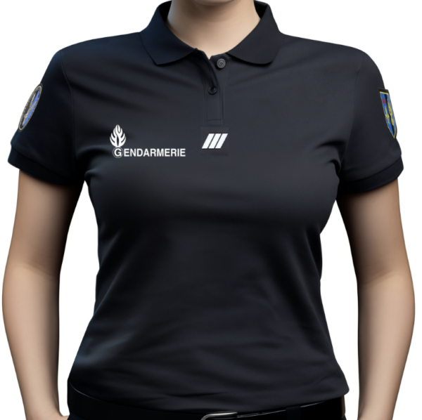 Polo Gendarmerie noir pour femme manches courtes (DCA)