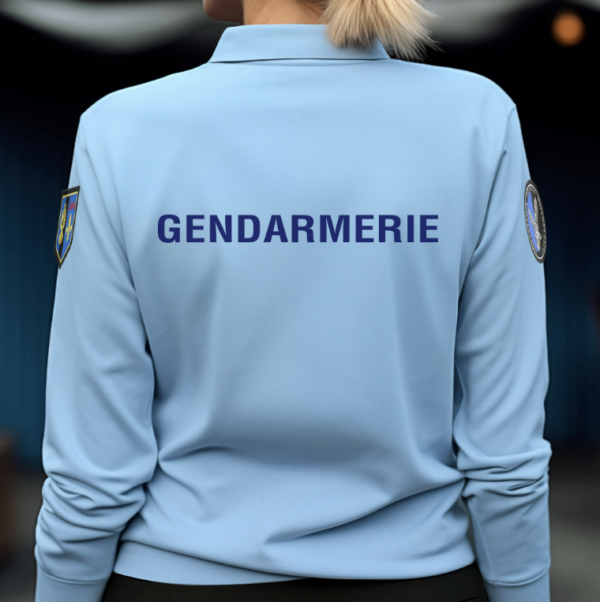 POLO BLEU FEMME GENDARMERIE MANCHES LONGUES COOLDRY MAILLE PIQUEE (DCA) – Image 2