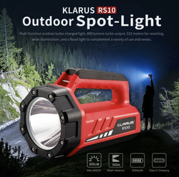 Projecteur de recherche Klarus RS10 – 800 Lumens – Rechargeable USB – Image 2