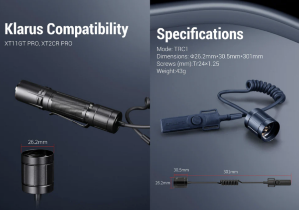 Interrupteur déporté Klarus TRC1 pour lampes XT11GT PRO, XT2CR PRO – Image 3