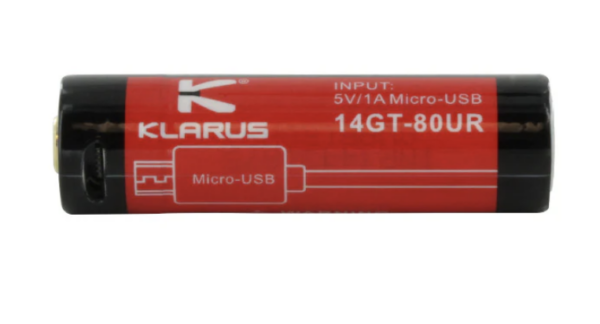 Batterie Klarus 14GT80UR Li-ion 800mAh rechargeable Micro USB intégré – Image 2