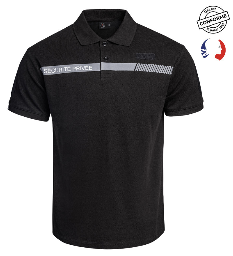 Polo SÉCU-ONE Sécurité Privée blanc ou noir (A10) – Image 2