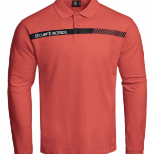 Polo SÉCU-ONE manches longues Sécurité Incendie rouge (A10)