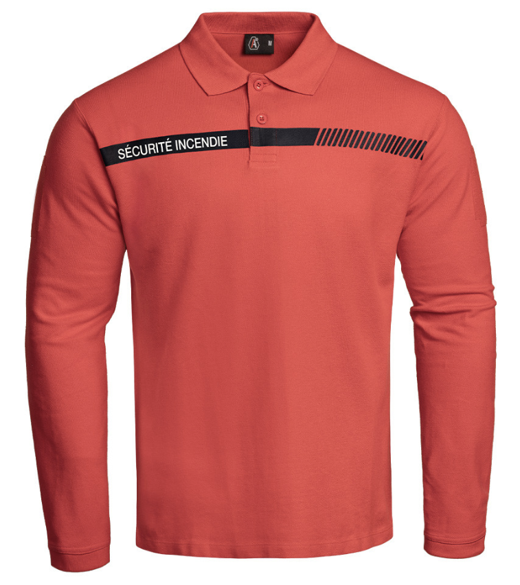 Polo SÉCU-ONE manches longues Sécurité Incendie rouge (A10)
