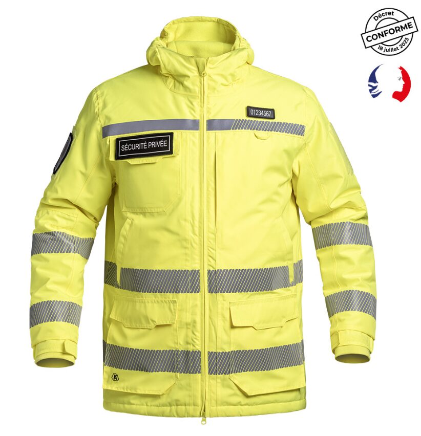 Parka Hardshell SÉCU-ONE WF 150 HV-TAPE Sécurité Privée jaune (A10)