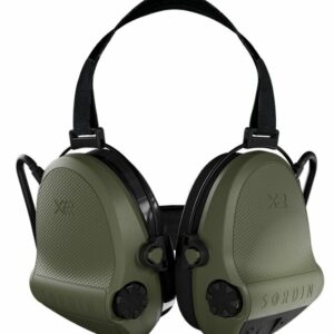 Casque anti-bruit Suprême X2 vert olive avec serre-nuque tissu noir et anneaux d'hygiène en gel (A10)