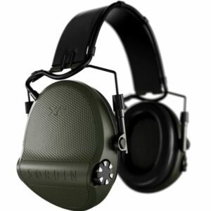 Casque anti-bruit Suprême X2 vert olive avec serre-tête cuir noir et anneaux d'hygiène en mousse (A10)