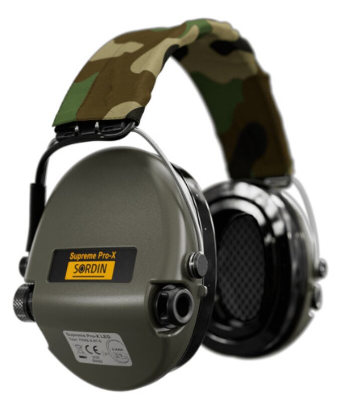 Casque anti-bruit Suprême Pro-X LED vert olive serre-tête tissu camo (A10) – Image 2