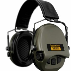 Casque anti-bruit Suprême Pro-X SLIM vert olive serre-tête cuir noir (A10)