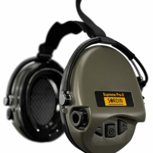 Casque anti-bruit Suprême Pro-X vert olive serre-nuque tissu noir (A10)